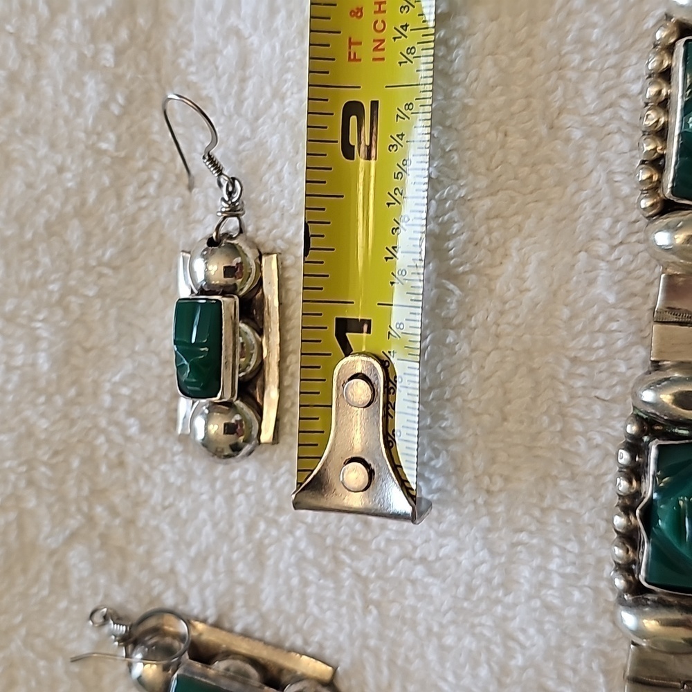 Vintage taxco and jade braclet and earings - Picture 11 of 11